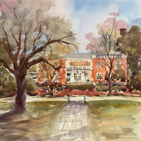 Watercolor painting of Strathmore Mansion